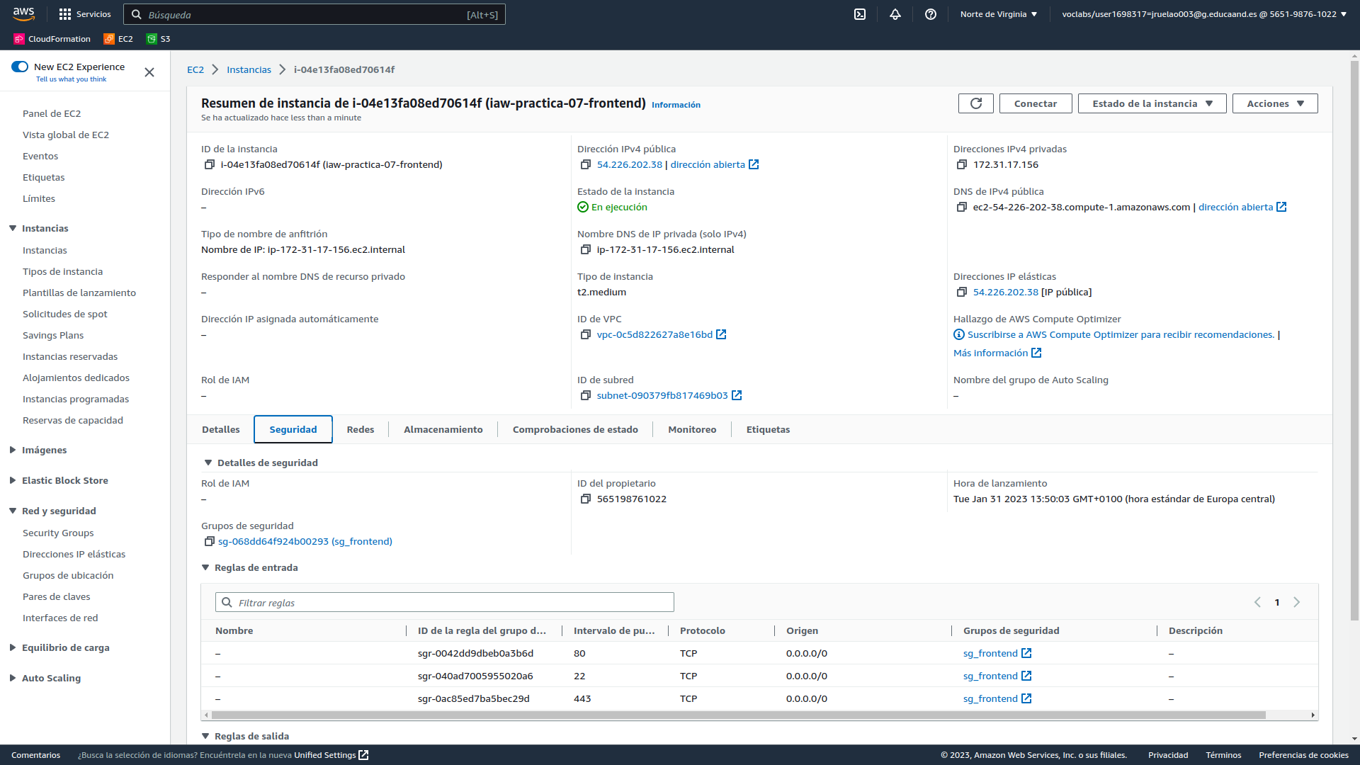 Comprobación de asignación de la IP elástica