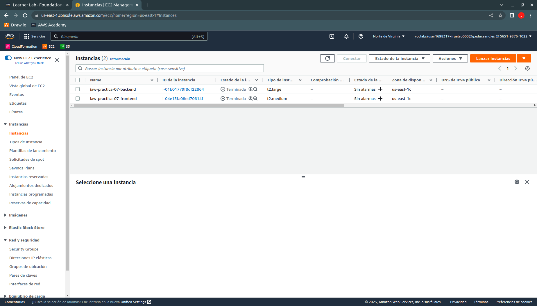 Comprobación de las instancias