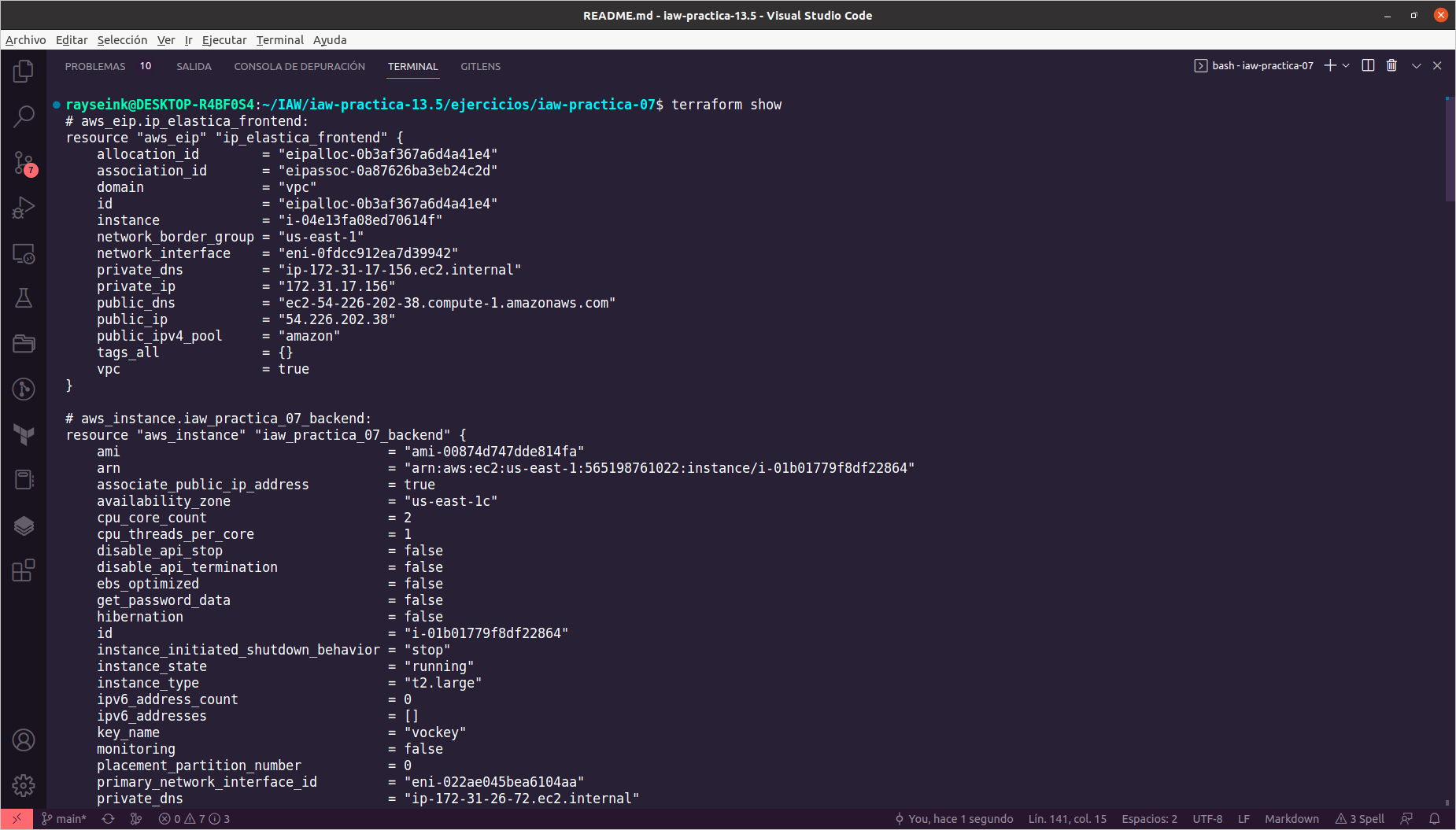 Comprobación del estado de la infraestructura