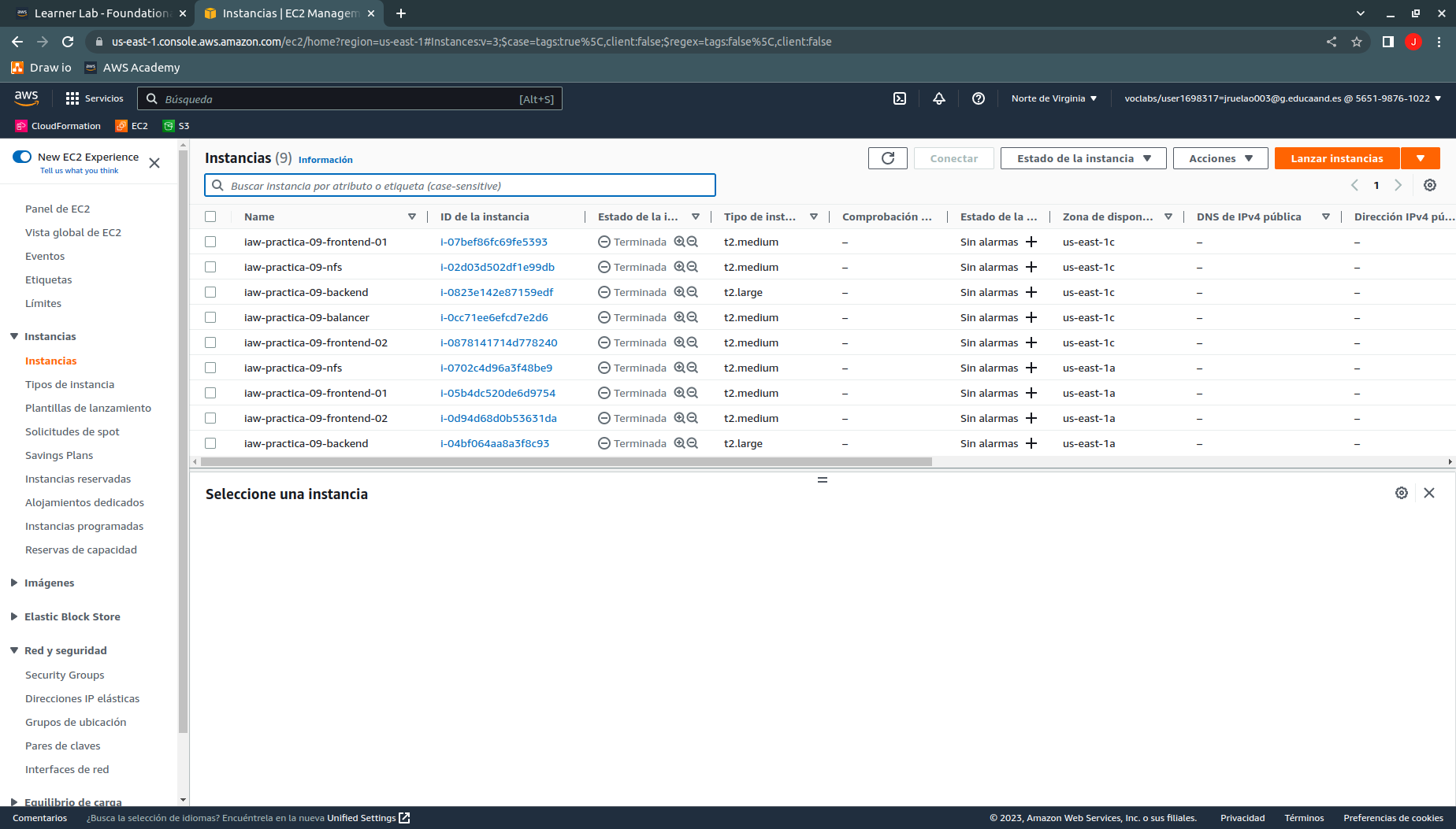 Comprobación de las instancias