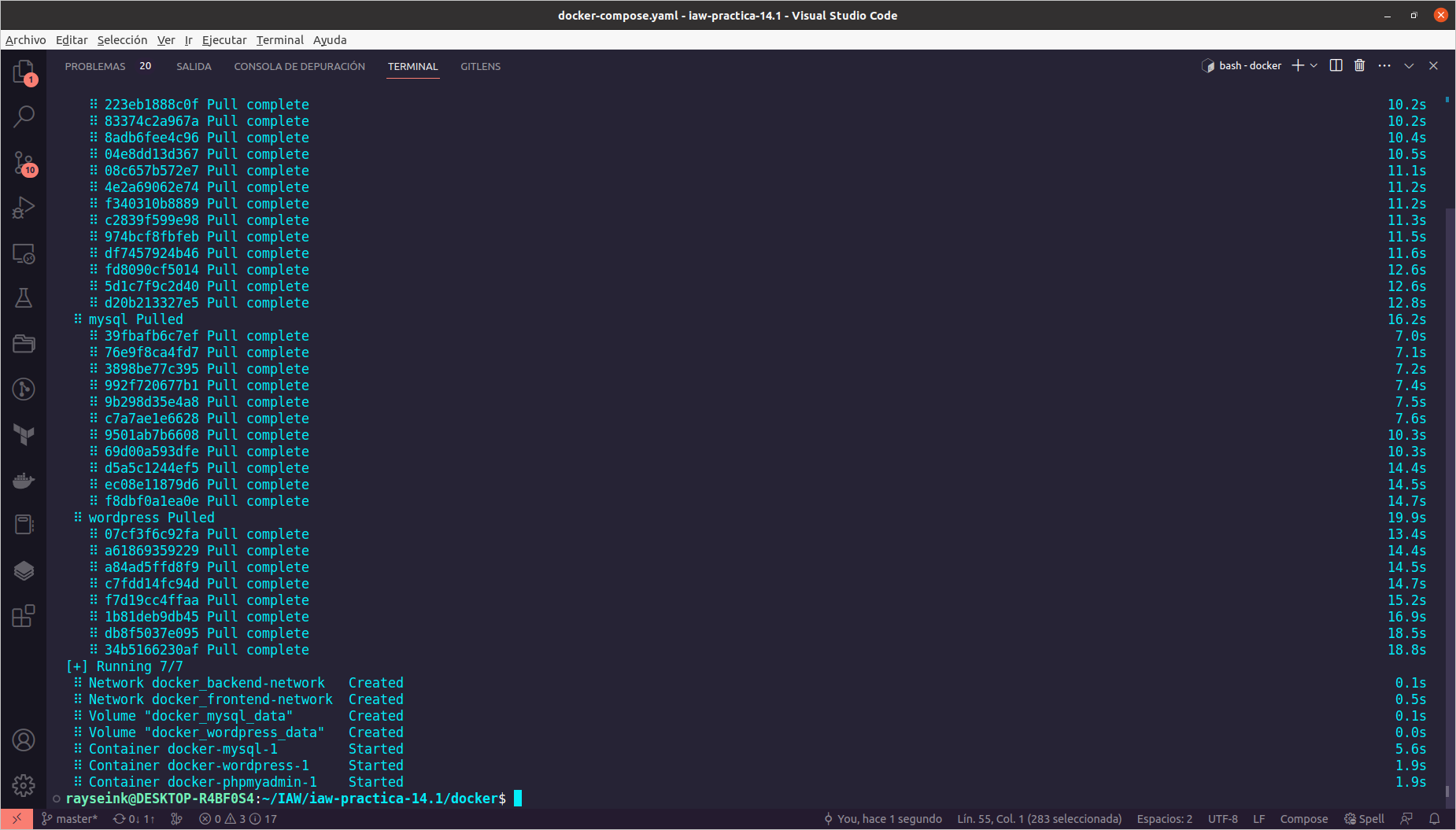docker compose up -d finished