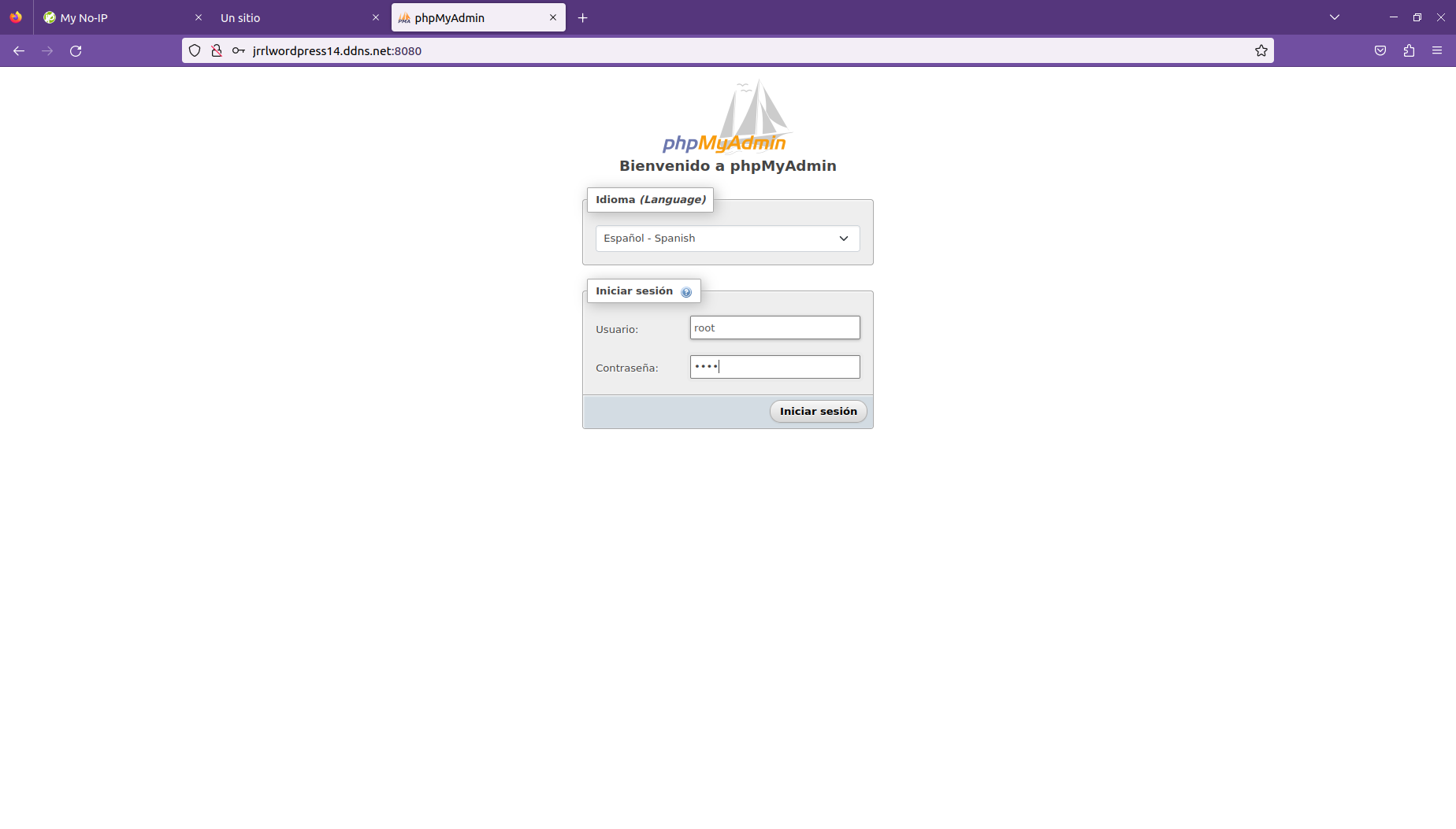 Acceso a phpMyAdmin