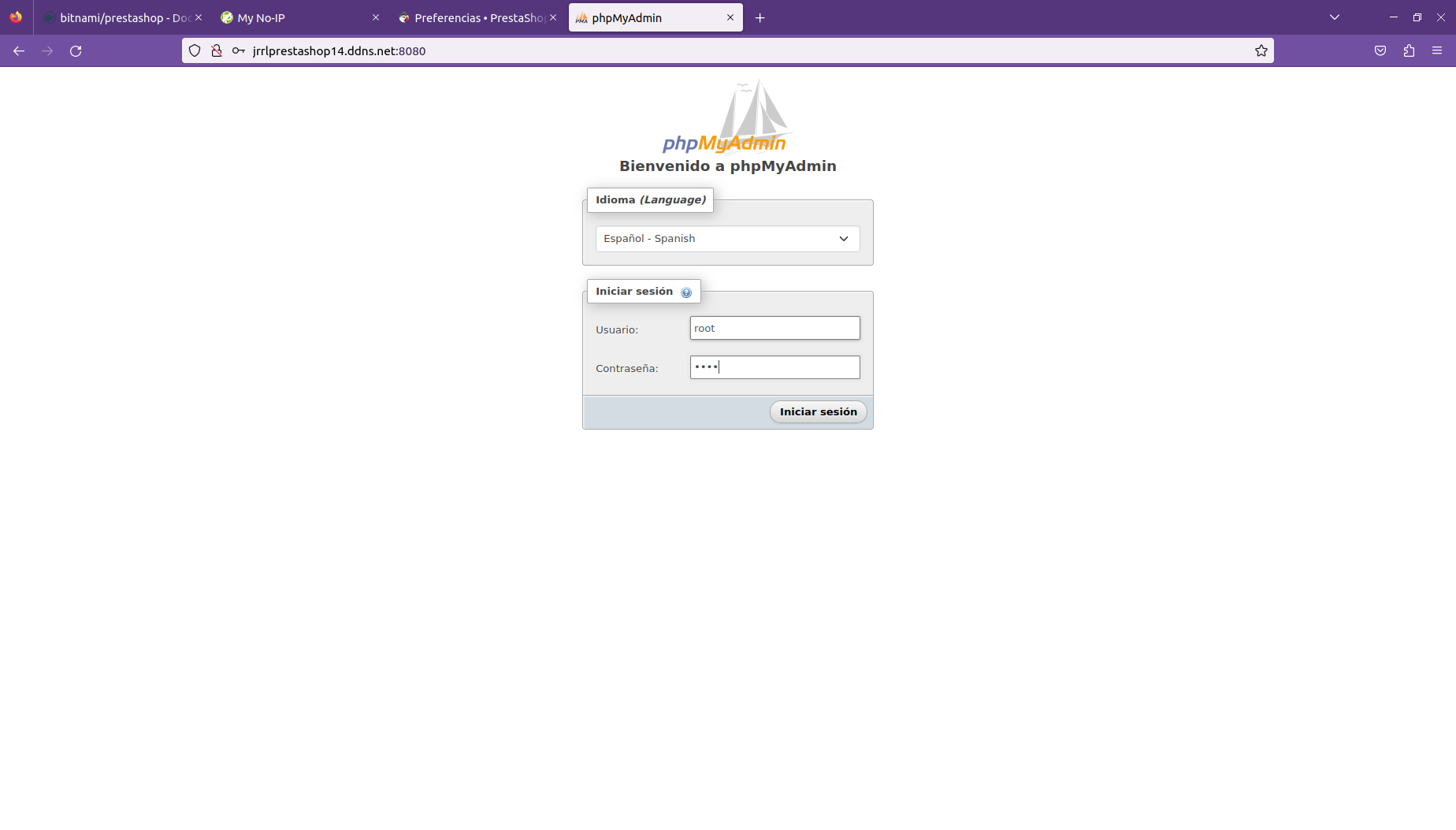 Acceso a phpMyAdmin